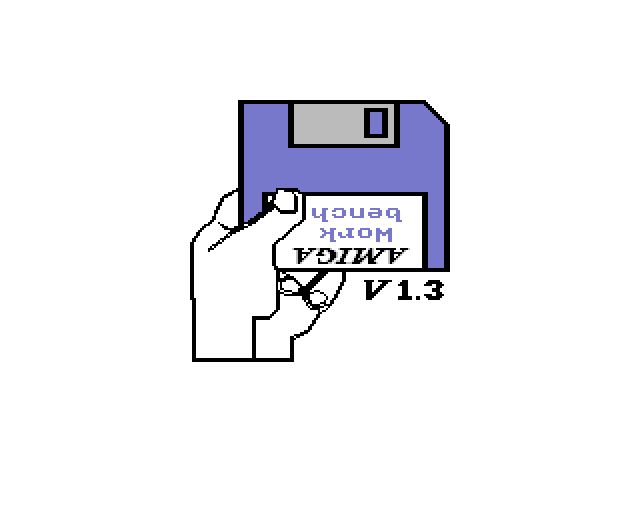 Αρχική οθόνη Kickstart 1.3: χέρι με δισκέτα Workbench
